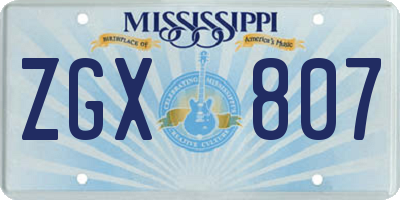 MS license plate ZGX807