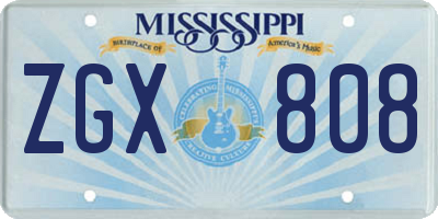 MS license plate ZGX808