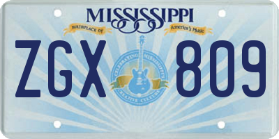 MS license plate ZGX809