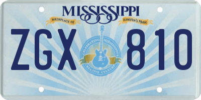 MS license plate ZGX810