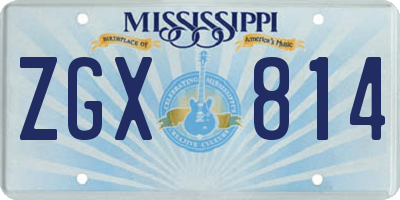 MS license plate ZGX814