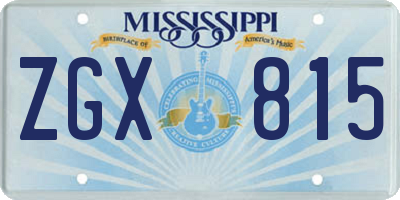 MS license plate ZGX815