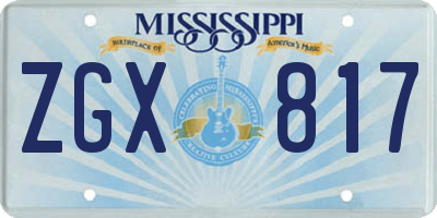 MS license plate ZGX817