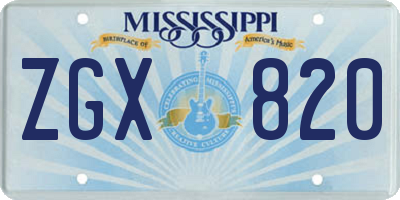 MS license plate ZGX820