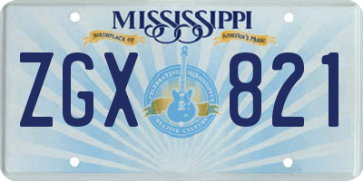 MS license plate ZGX821
