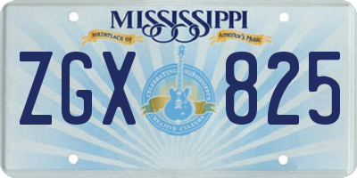 MS license plate ZGX825