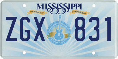 MS license plate ZGX831