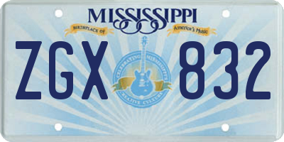 MS license plate ZGX832