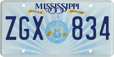 MS license plate ZGX834