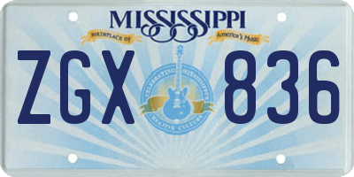 MS license plate ZGX836