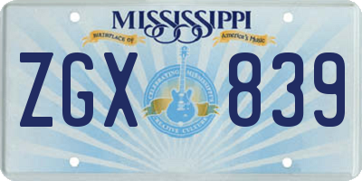 MS license plate ZGX839