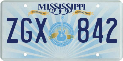 MS license plate ZGX842