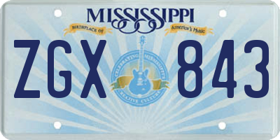 MS license plate ZGX843