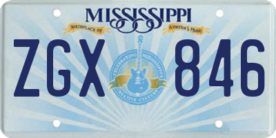 MS license plate ZGX846