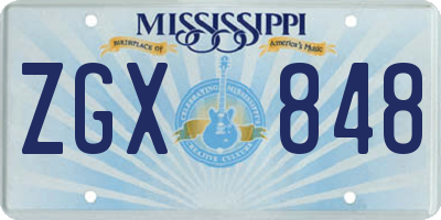 MS license plate ZGX848