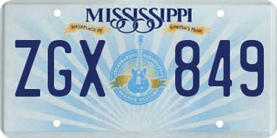 MS license plate ZGX849