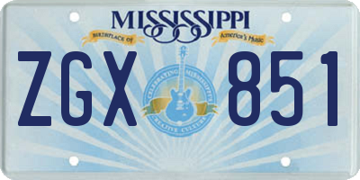 MS license plate ZGX851