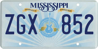MS license plate ZGX852
