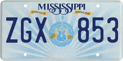 MS license plate ZGX853