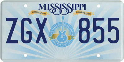 MS license plate ZGX855