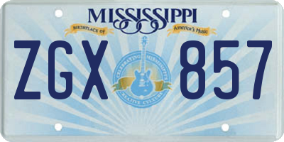 MS license plate ZGX857