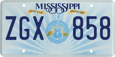 MS license plate ZGX858