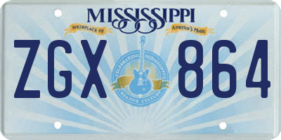 MS license plate ZGX864