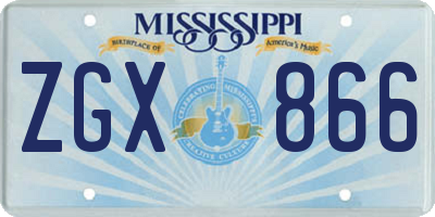 MS license plate ZGX866