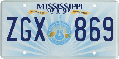 MS license plate ZGX869