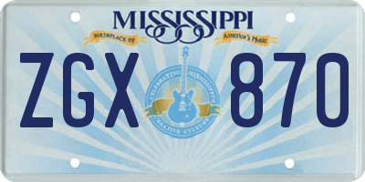 MS license plate ZGX870