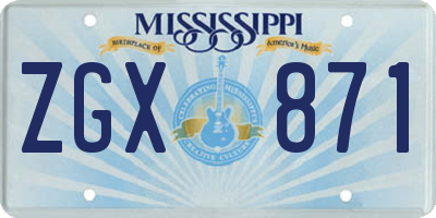 MS license plate ZGX871