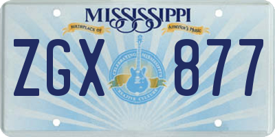 MS license plate ZGX877