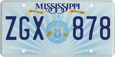 MS license plate ZGX878