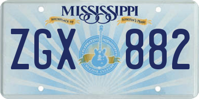 MS license plate ZGX882