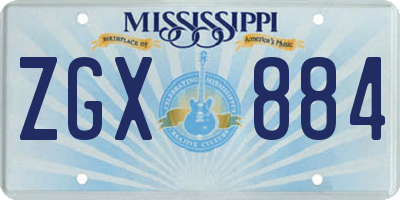 MS license plate ZGX884