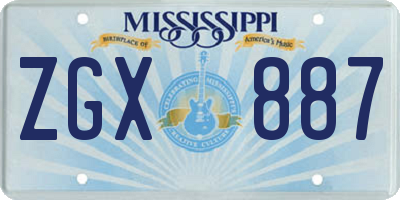 MS license plate ZGX887