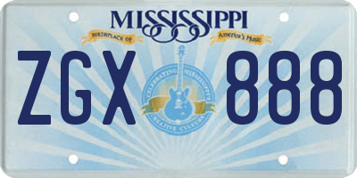 MS license plate ZGX888