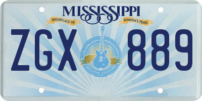 MS license plate ZGX889