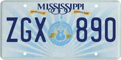 MS license plate ZGX890