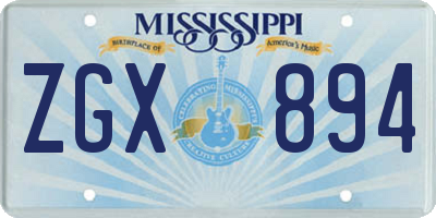 MS license plate ZGX894