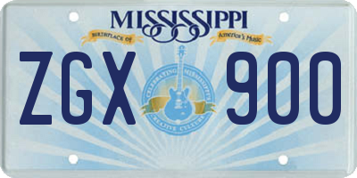 MS license plate ZGX900