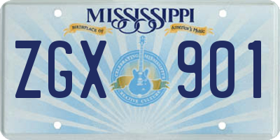 MS license plate ZGX901