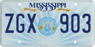 MS license plate ZGX903