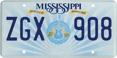 MS license plate ZGX908