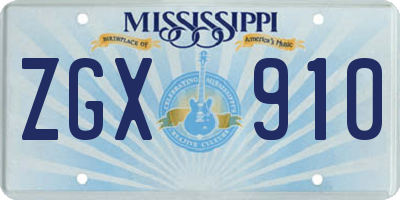 MS license plate ZGX910