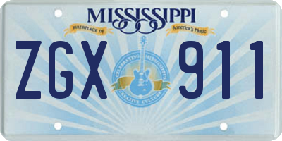 MS license plate ZGX911