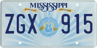 MS license plate ZGX915