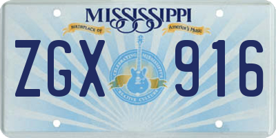 MS license plate ZGX916