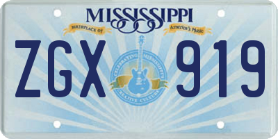 MS license plate ZGX919