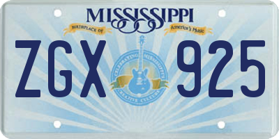 MS license plate ZGX925